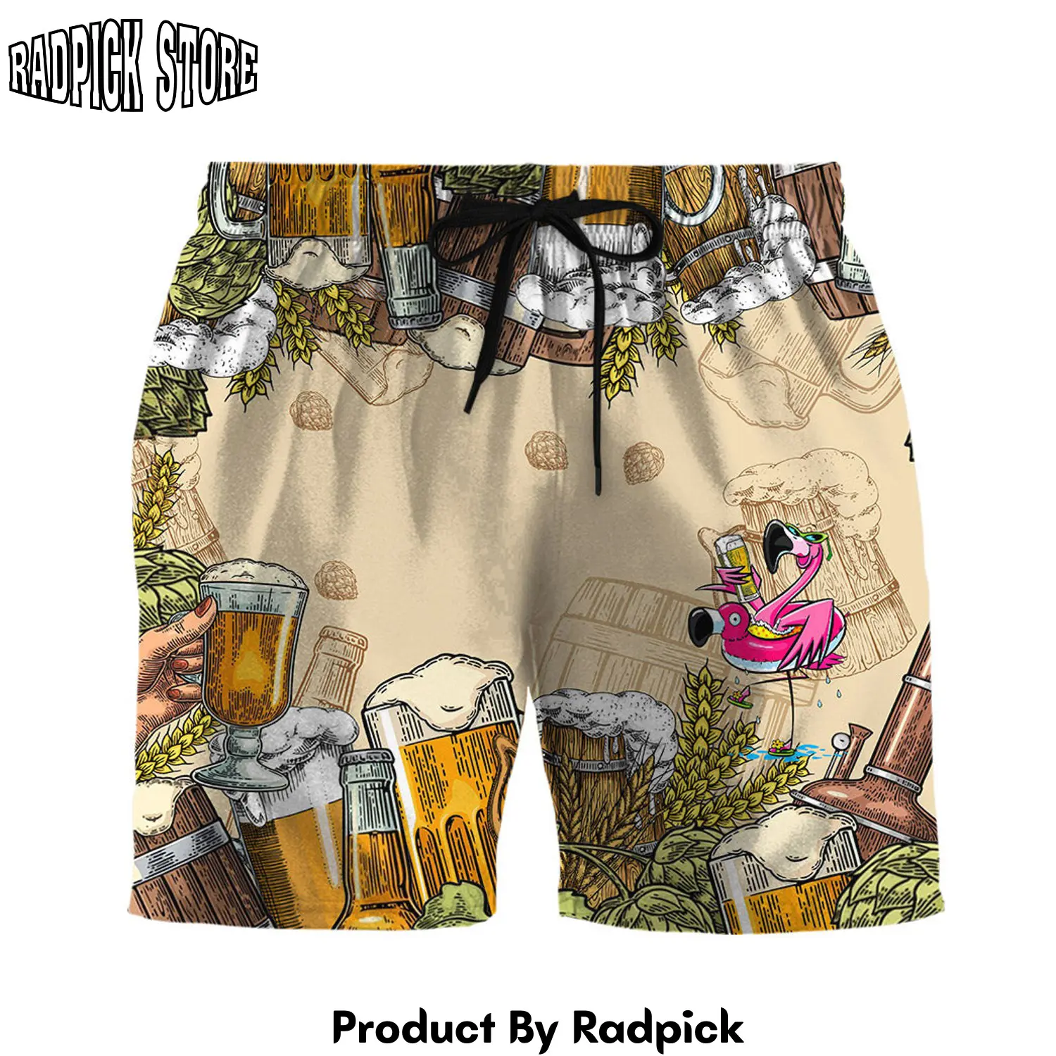 Radpick 3d flamingo and beer custom men short rp631526